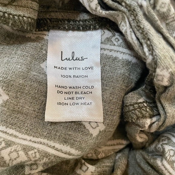 Lulus Raine Olive Green Print Strapless Jumpsuit Wide Leg Small Boho - Picture 8 of 8